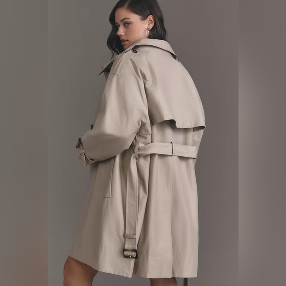 New Barbour Maia Showerproof Trench Coat Sz: 6 Light Sand - Rosemary Tartan $428